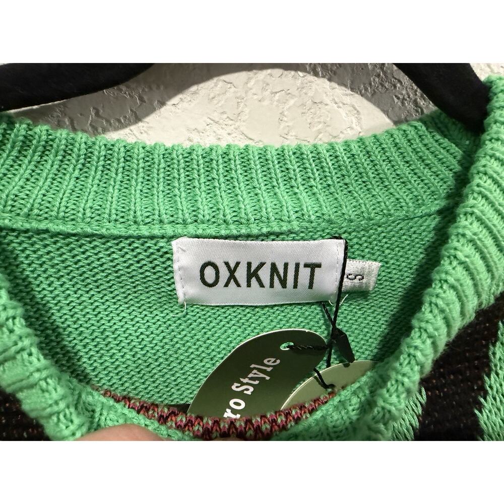 Oxknit Women’s Green Sweater Cat And Floral Design Size Small NWT - Picture 4 of 6